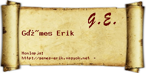 Gémes Erik névjegykártya